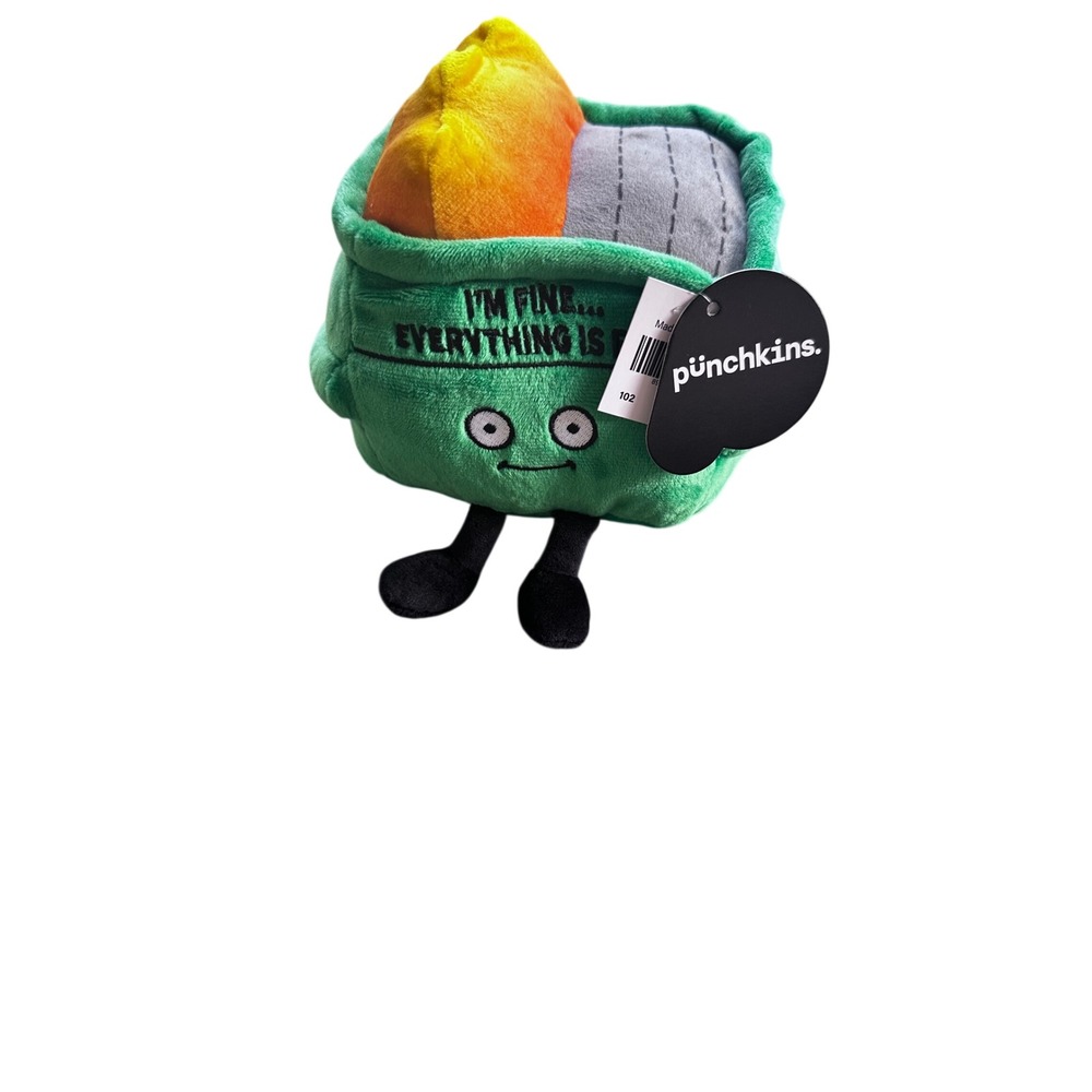 Punchkins Dumpster Fire Plush I\'m Fine Everything Is Fine Green Toy DUMP1 NWT